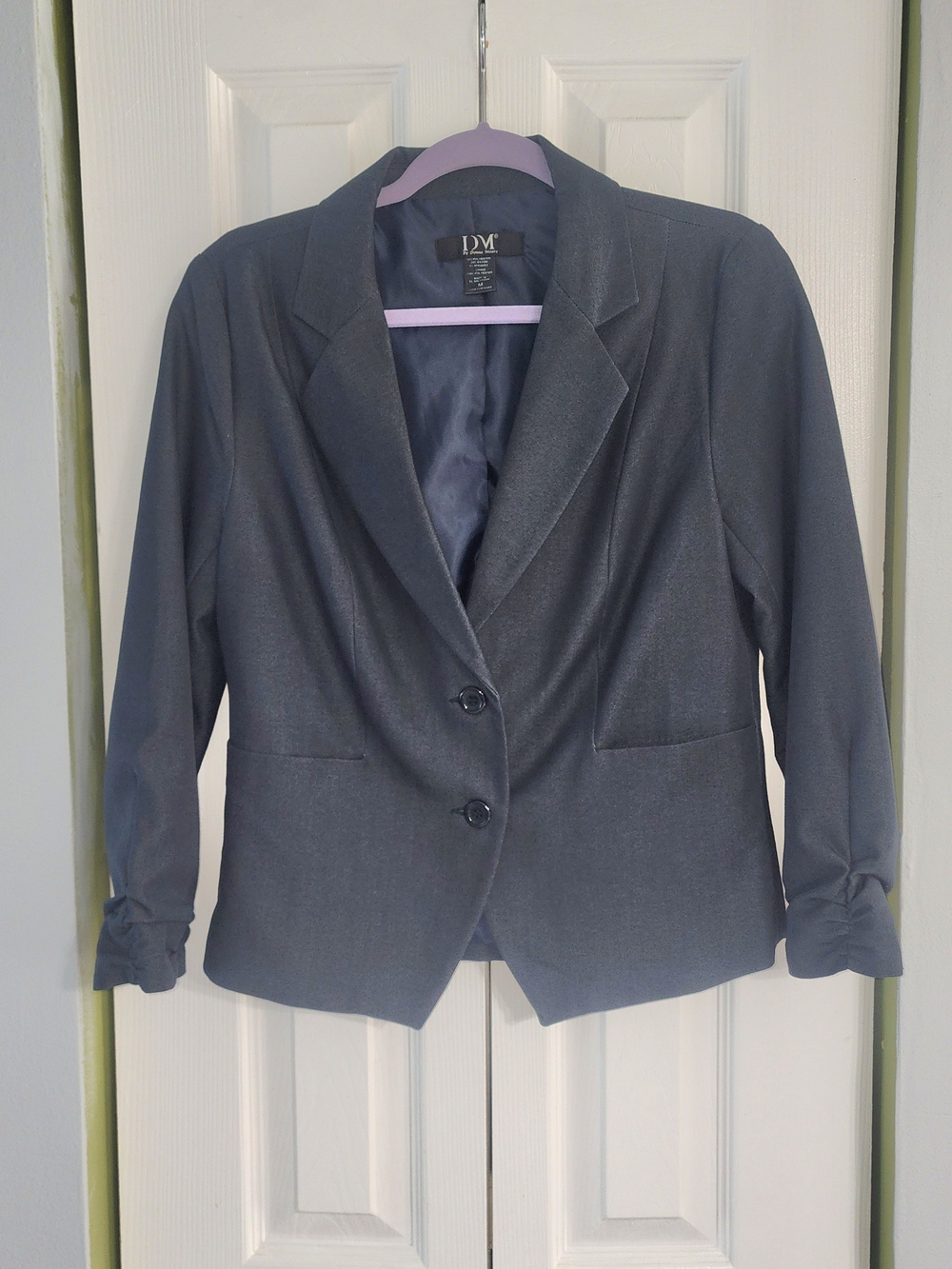 DM Navy Notch-Lapel Women's Blazer Career Wear